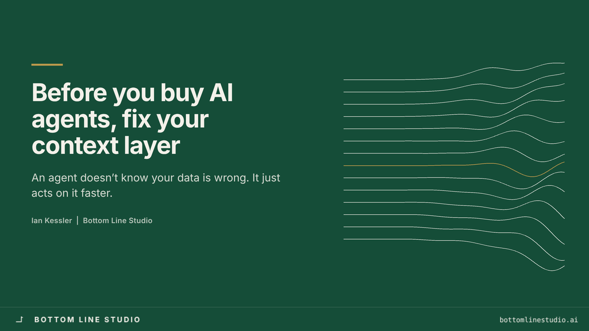 Cover: Before you buy AI agents, fix your context layer — Bottom Line Studio